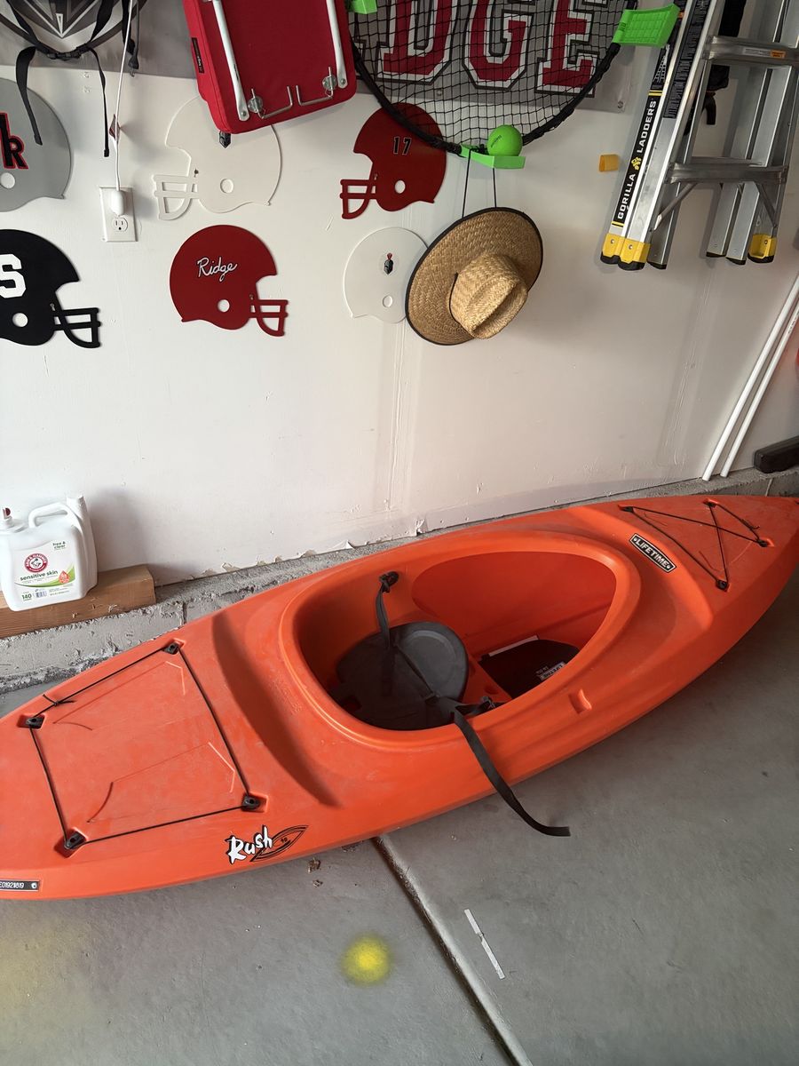 Rush lifetime 9.5 Recreational Kayak - Orange Sit-Inside with Seat
