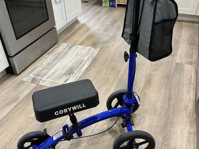 COSYWILL Blue Foldable Knee Scooter Walker with Basket - Mobility Aid