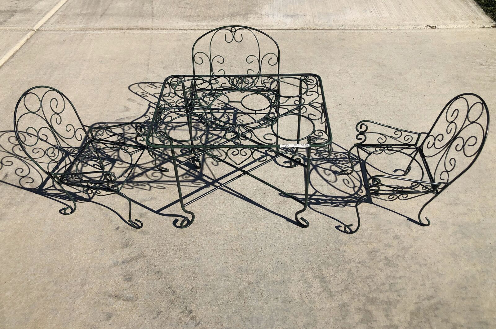 Decorative Metal Patio Plant Stand Set – Table, 3 Chairs & Hanging Plant Stand