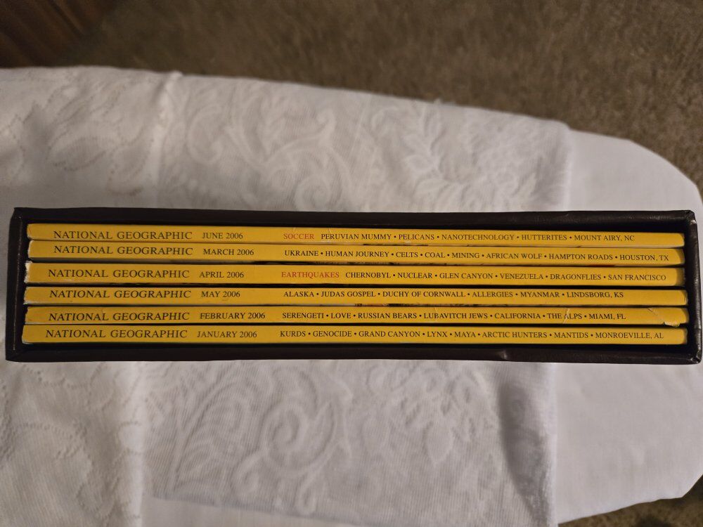 National geographic books and holders.