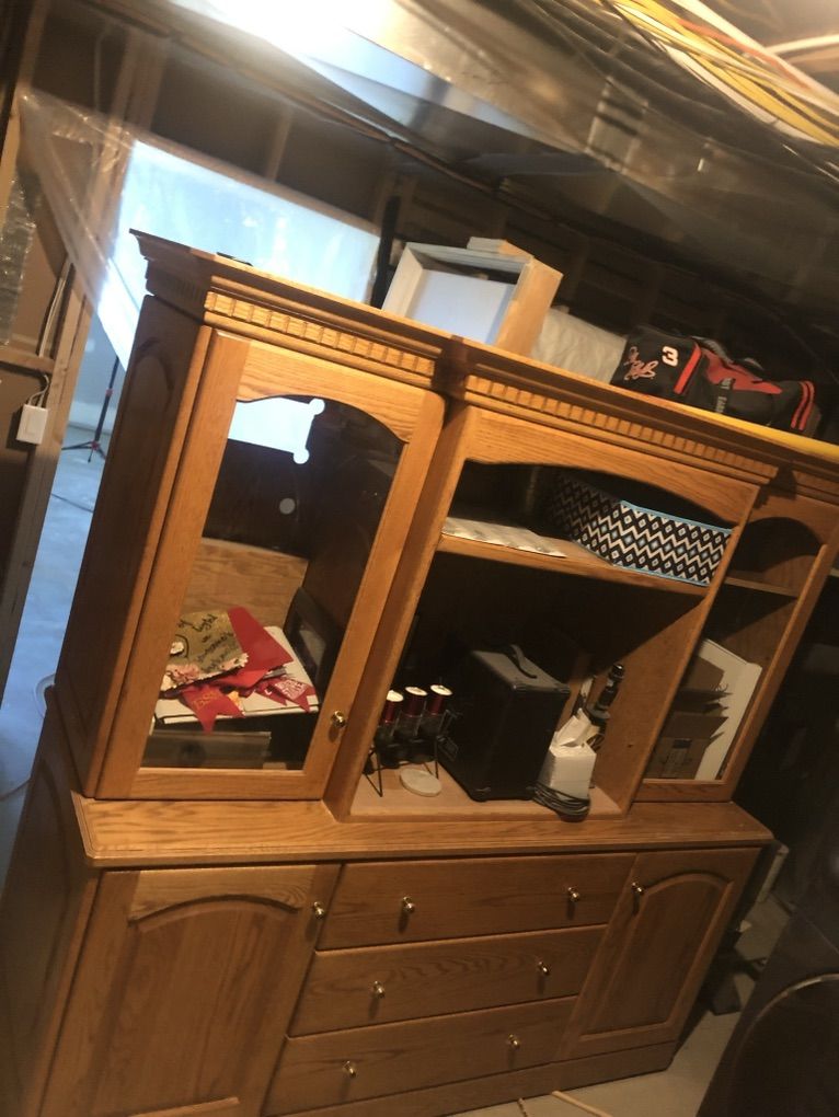 Custom Built Solid Oak Entertainment Center