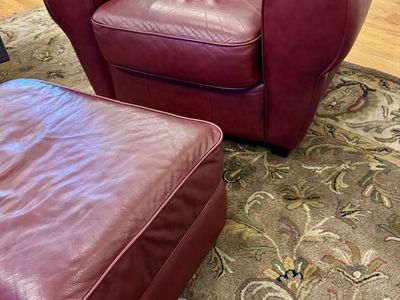 Leather Club Chair and Ottoman