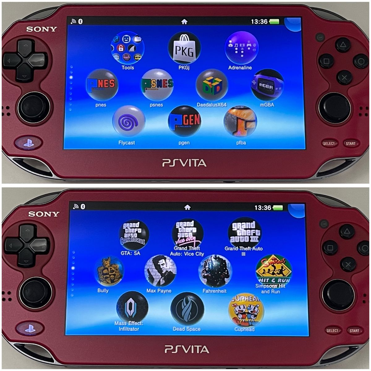 Sony Ps Vita Oled Cosmic Red / Modded 256gb W/ Games / Charger / Carrying Case