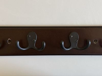 Dark Brown Wood Coat Rack with 4 Double Hooks