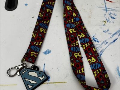 Lanyard with Pop Art Style Comic Print & Rubber S-Shield Charm