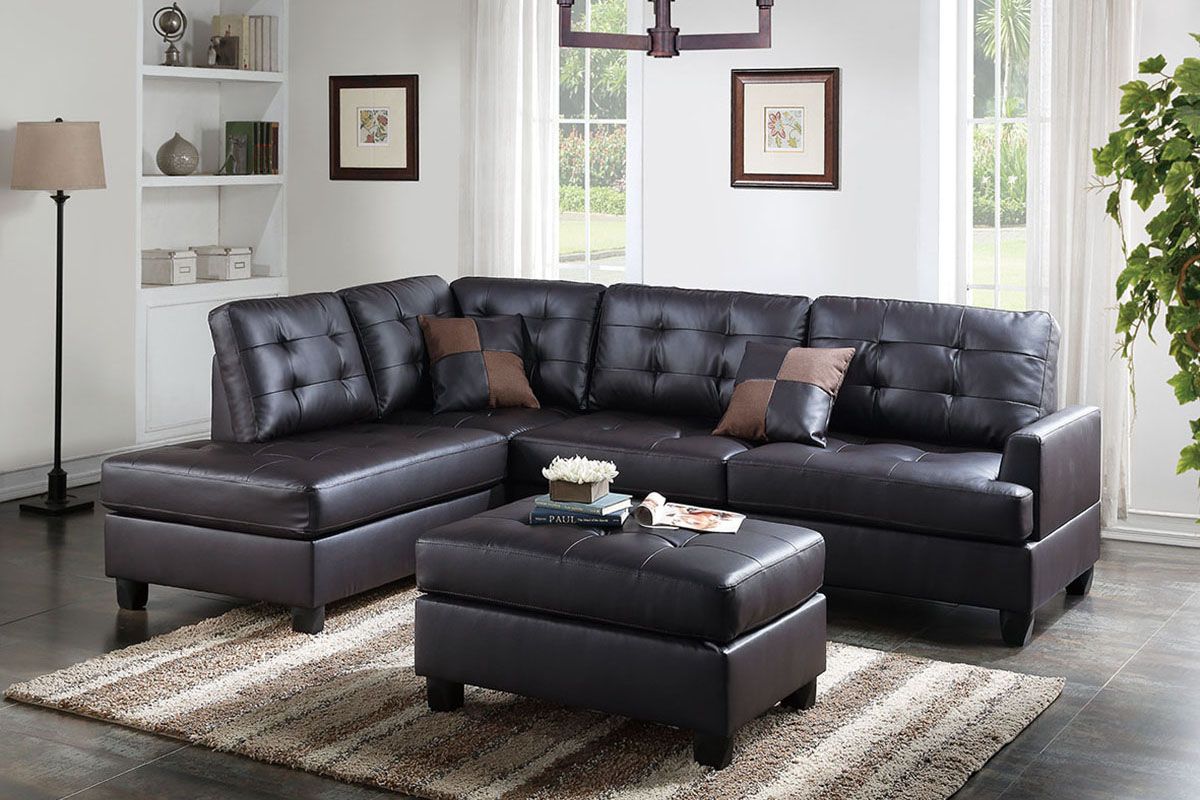 NEW Leather SECTIONAL with OTTOMAN and PILLOWS - NEW IN BOX