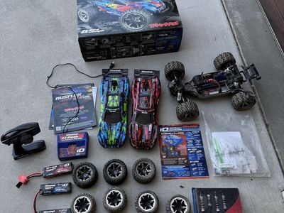 Traxxas Rustler 4X4 VXL RC Truck Bundle w/ Extra Parts, Batteries, and Charger - Used