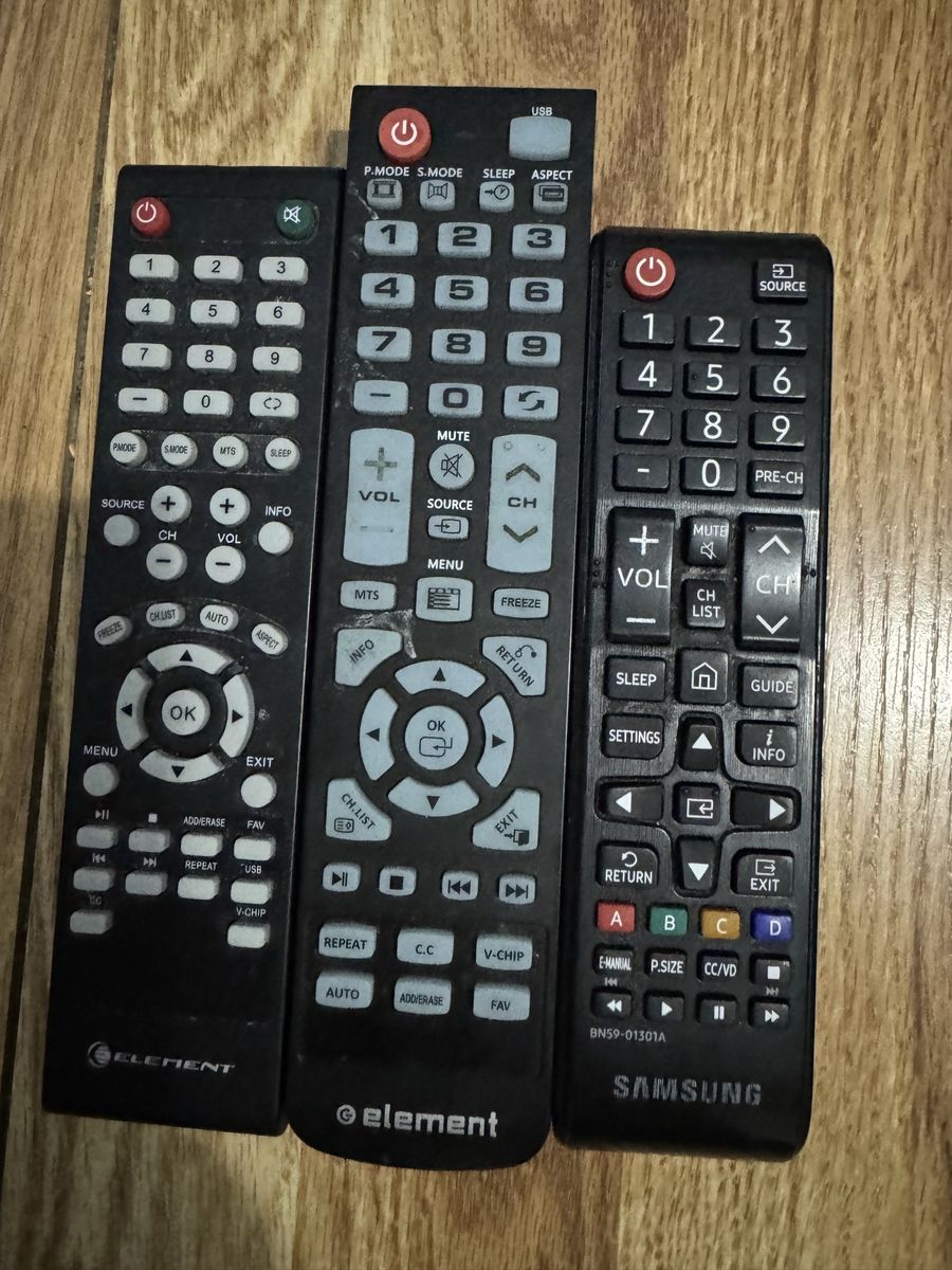 Lot of 9 Used TV Remote Controls - Samsung, Vizio, Sony, Element, Seiki, and Vizio