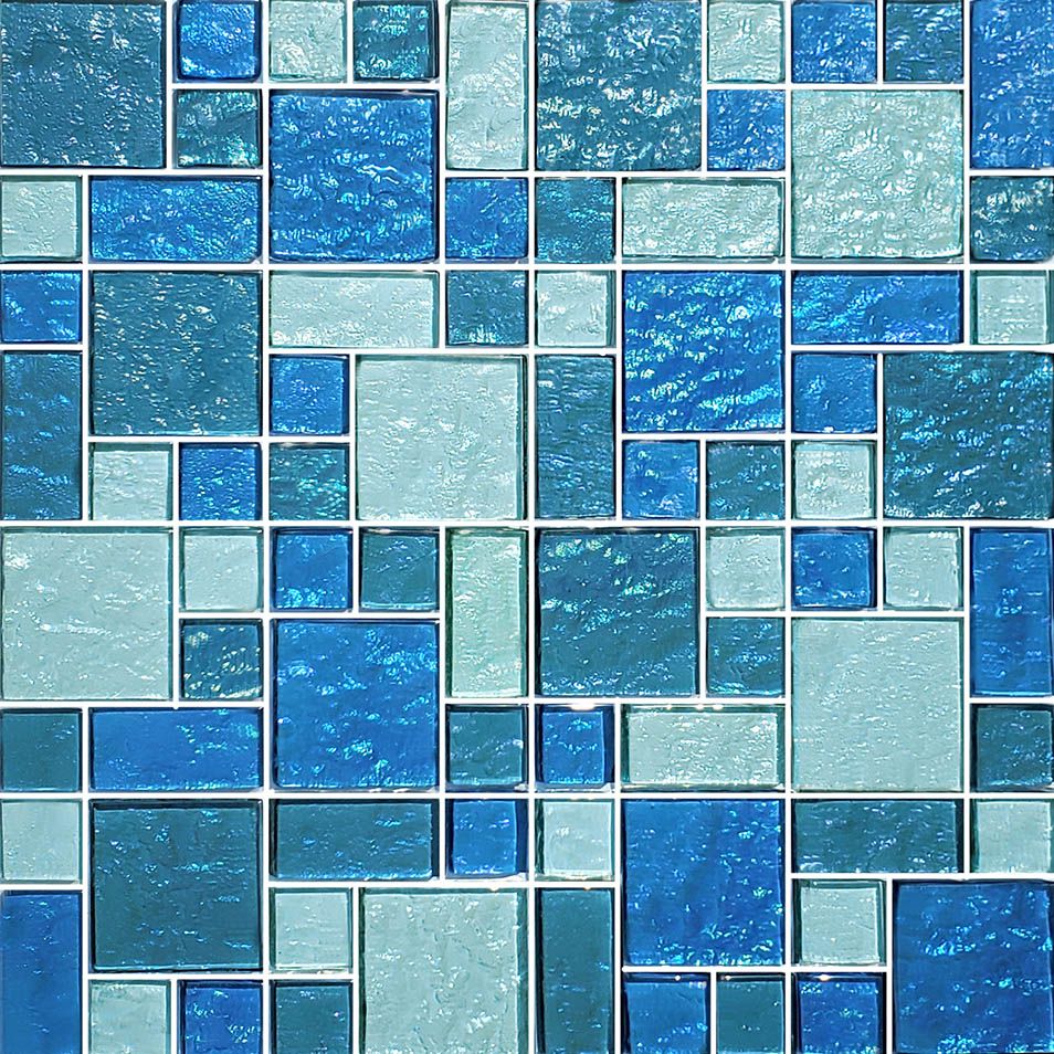 22 Sheets: Premium Galaxy Blue Blend Glass Mosaic Tile (1" x 2") —  Face-Mounted!