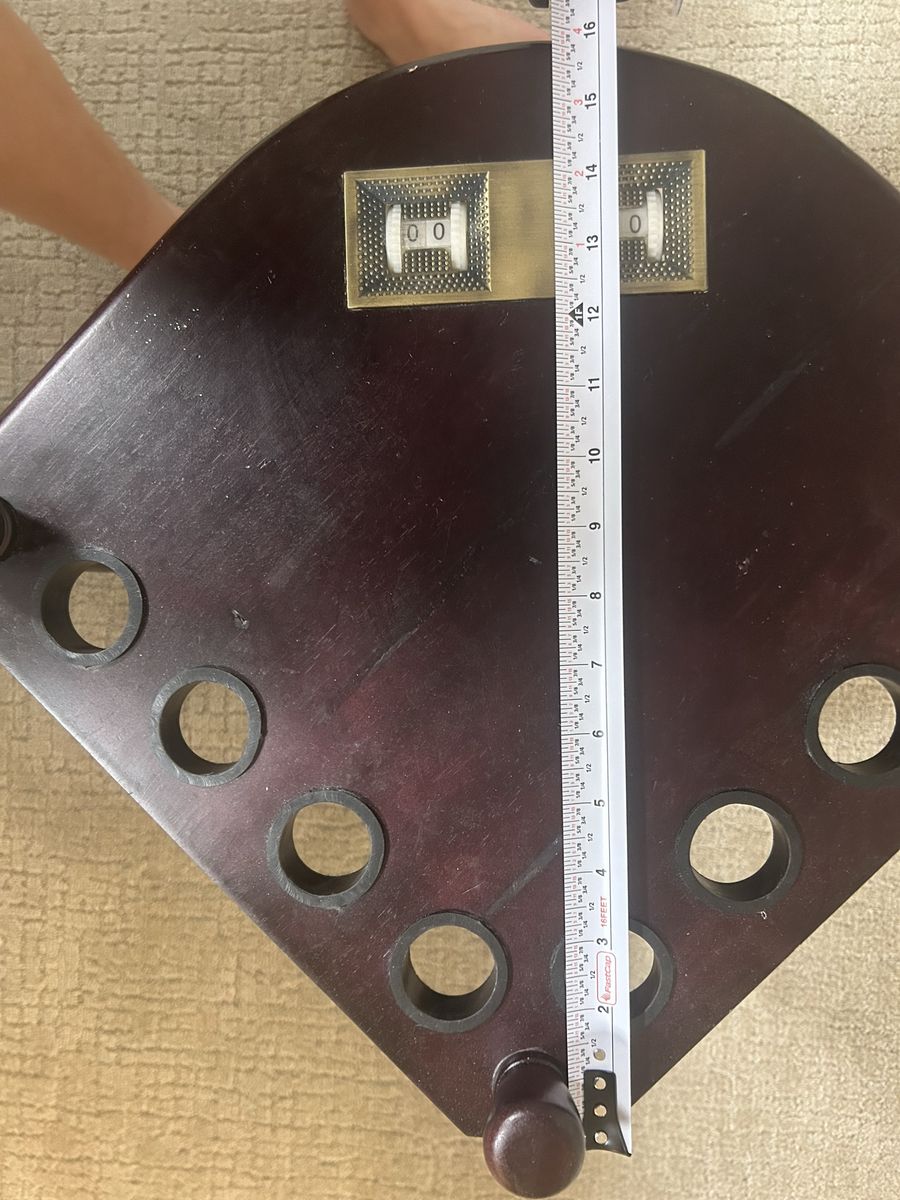 Billiards Pool Cue Rack Corner Style Wood with Scorekeepers - Used