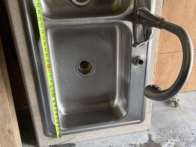 Used Stainless Steel Double Basin Kitchen Sink with Faucet -