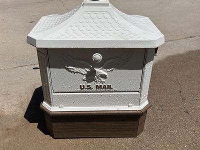 White U.S. Mailbox with Eagle Design - Outdoor Mail Box, Post Mount Ready