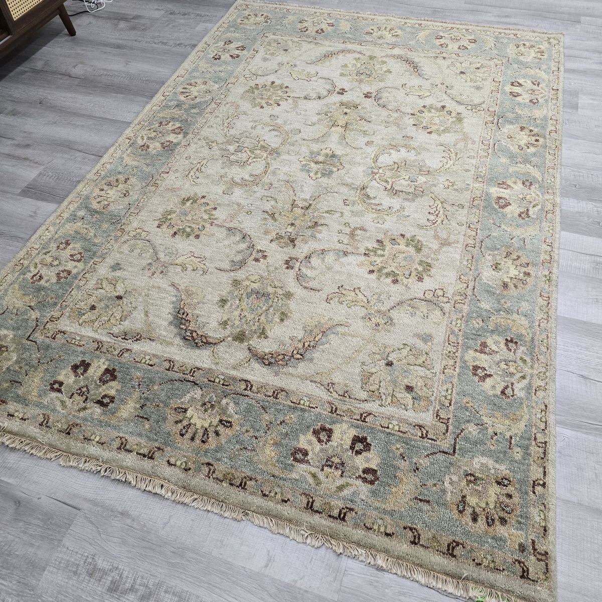 New Handmade Soft Blue Wool Rug