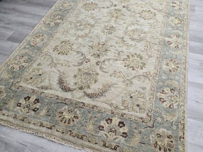 New Handmade Soft Blue Wool Rug