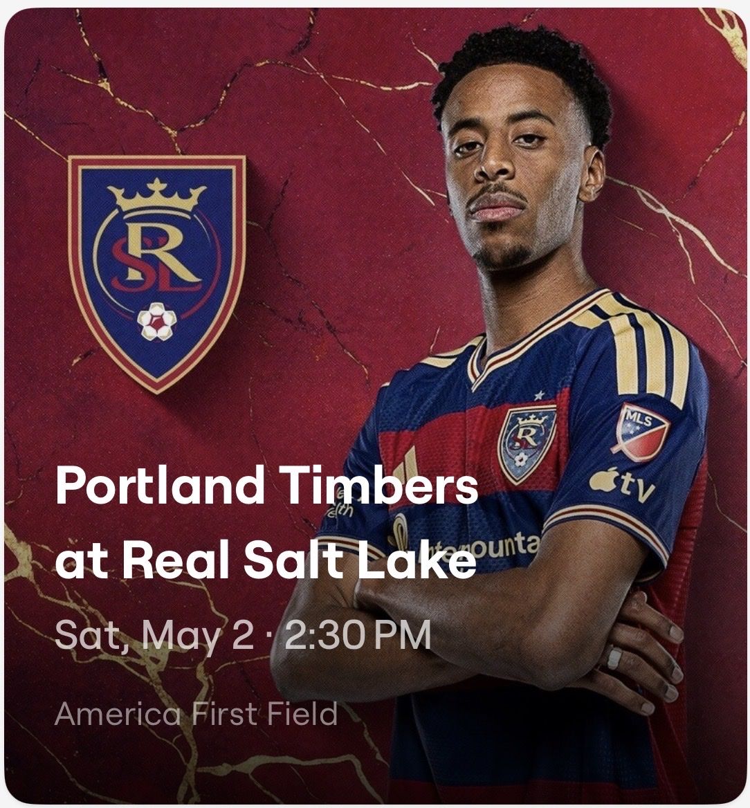 Two 3rd Row Tickets RSL Vs Portland 5/2 2:30pm
