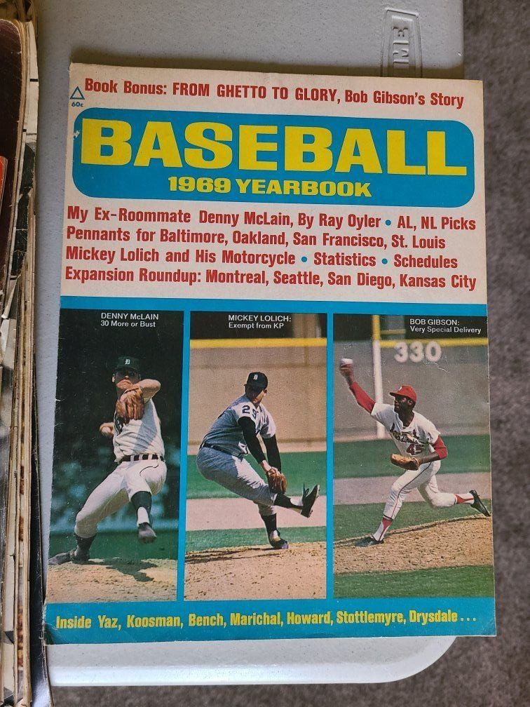 Vintage 1969 Baseball Yearbook Magazine Denny McLain Mickey Lolich Bob Gibson Cover