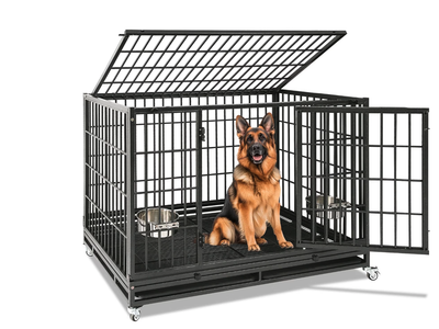 New in Box47 Inch Heavy Duty Dog Crate, Indestructible Escape Proof Cage for High Anxiety Large Dogs, XL Dog