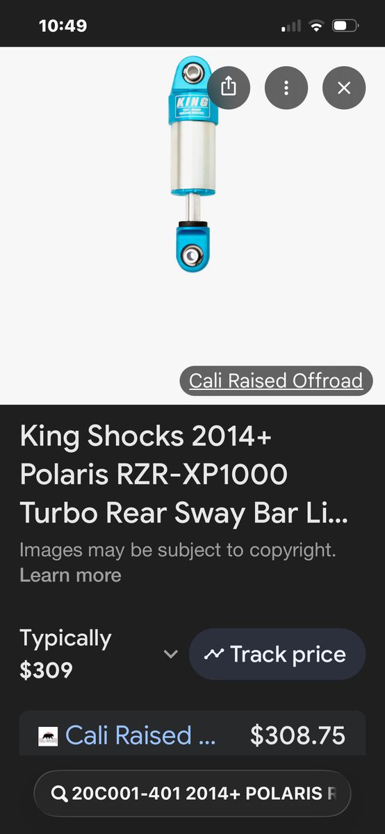 Polaris King rzr rear Sway Bar Link Shocks