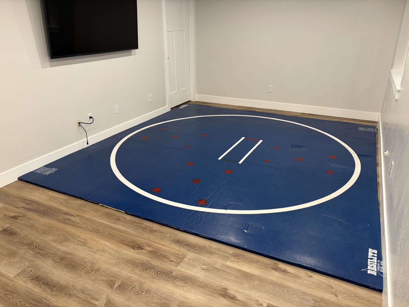 Wrestling Mat - Resilite Blue Circular Design, Used 11’9” x 11’1” Wrestling / BJJ / MMA Practice Mat