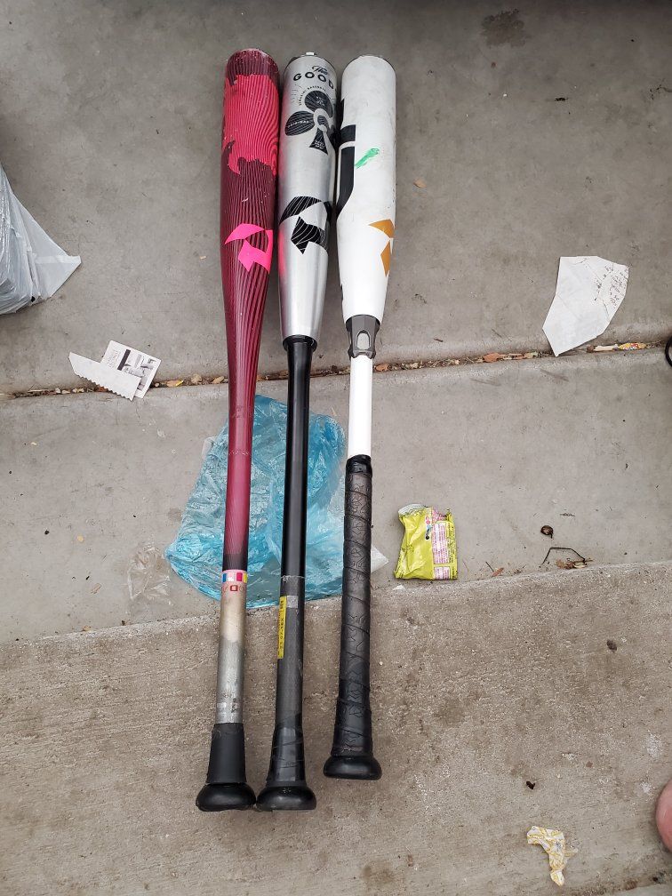 3 used demarini baseball bats