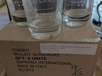 Bulleit Frontier Whiskey Embossed Glassware Set - Made in Italy (Used)