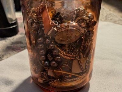 Vintage & Modern Costume Jewelry Jar Lot - Necklaces, Bracelets, Earrings, & Watch Included