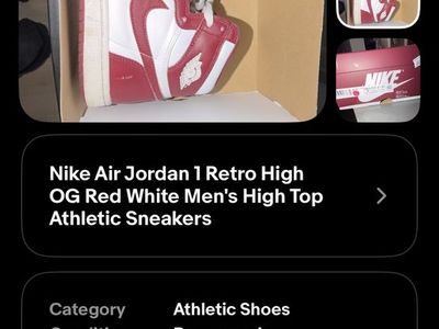 Nike Air Jordan 1 Retro High OG Red White Men's Athletic Sneakers US Size 8 DZ5485-600