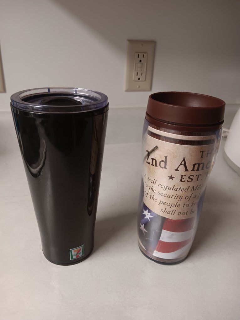 Insulated Travel Tumbler Set - Black 7-Eleven Cup & 2nd Amendment Patriotic Mug