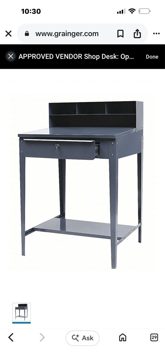 New Grainger Open-Base Shop Desk 1W907 - Heavy Duty Steel