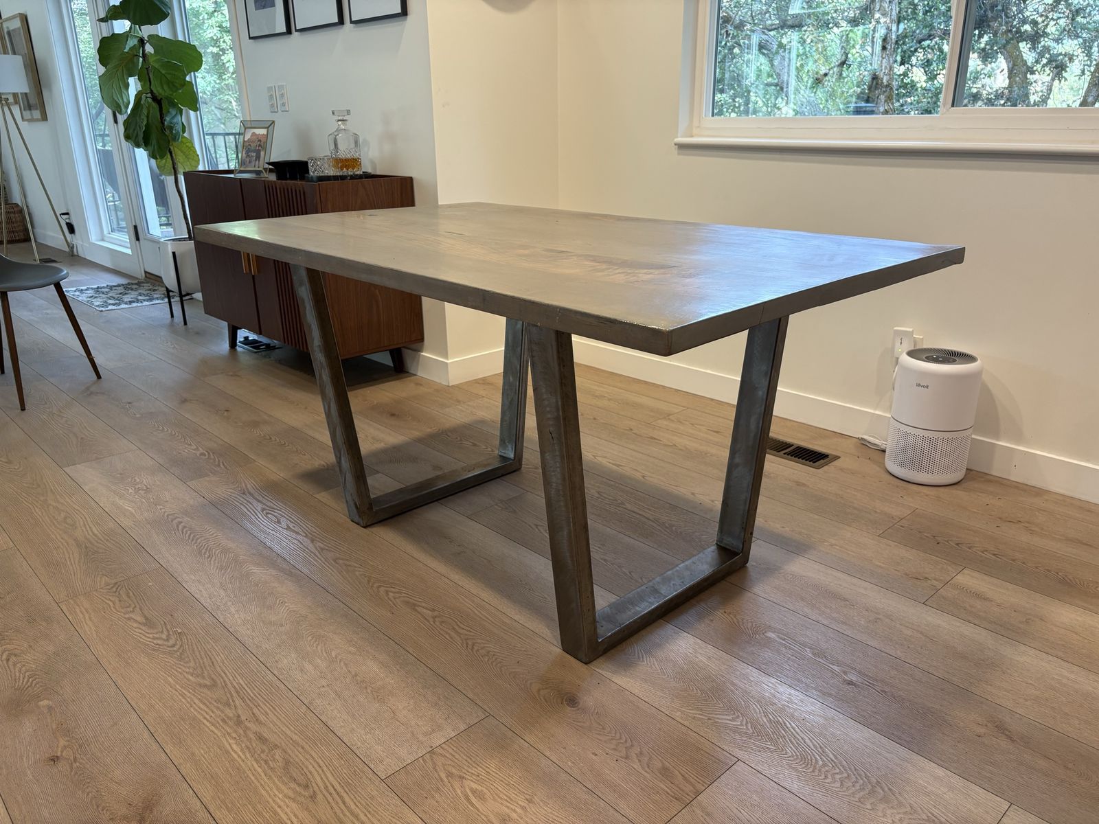 Custom Solid Wood & Steel Dining Table – 60” x 36”