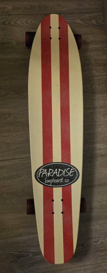 Paradise Longboard Co. Striped Cruiser Skateboard with Red Wheels