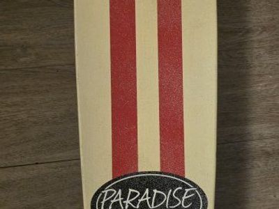 Paradise Longboard Co. Striped Cruiser Skateboard with Red Wheels