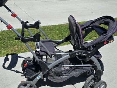 Baby Trend Sit N Stand Double Stroller Purple and Gray
