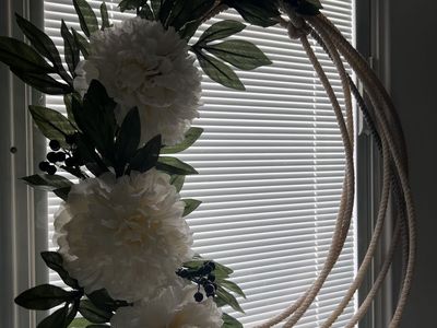 Handmade Western Lariat Rope Wreath with Faux Floral Accents