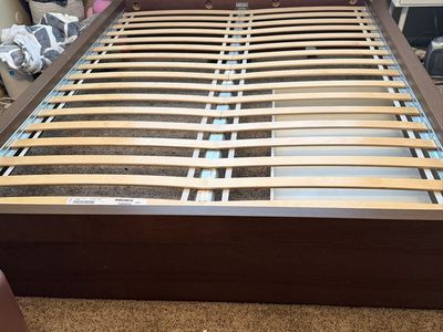 IKEA Malm Queen Size Bed Frame with Storage, Brown, Slatted Base Included. Great Deal!
