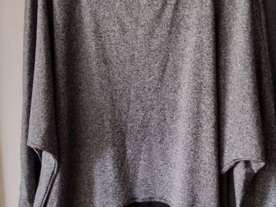 Women's Gray Layered Look Poncho Top Size 4XL