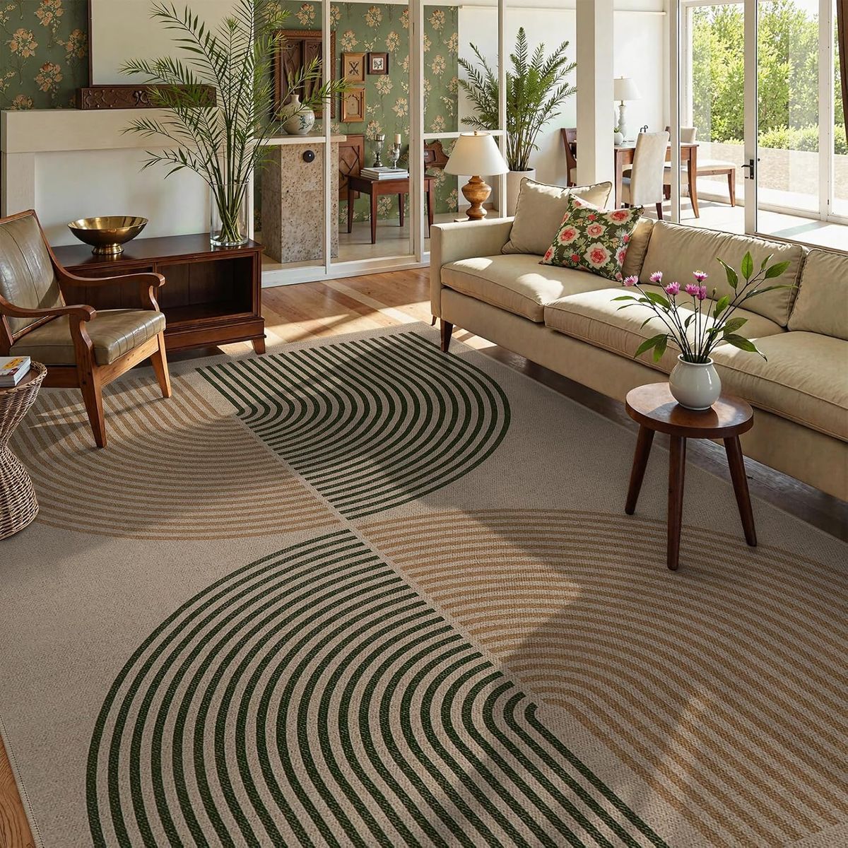 NEW  Lahome Enfys Modern Rainbow Outdoor Easy Jute Rug, Area Rugs 9x12 Living Room Patio Rug