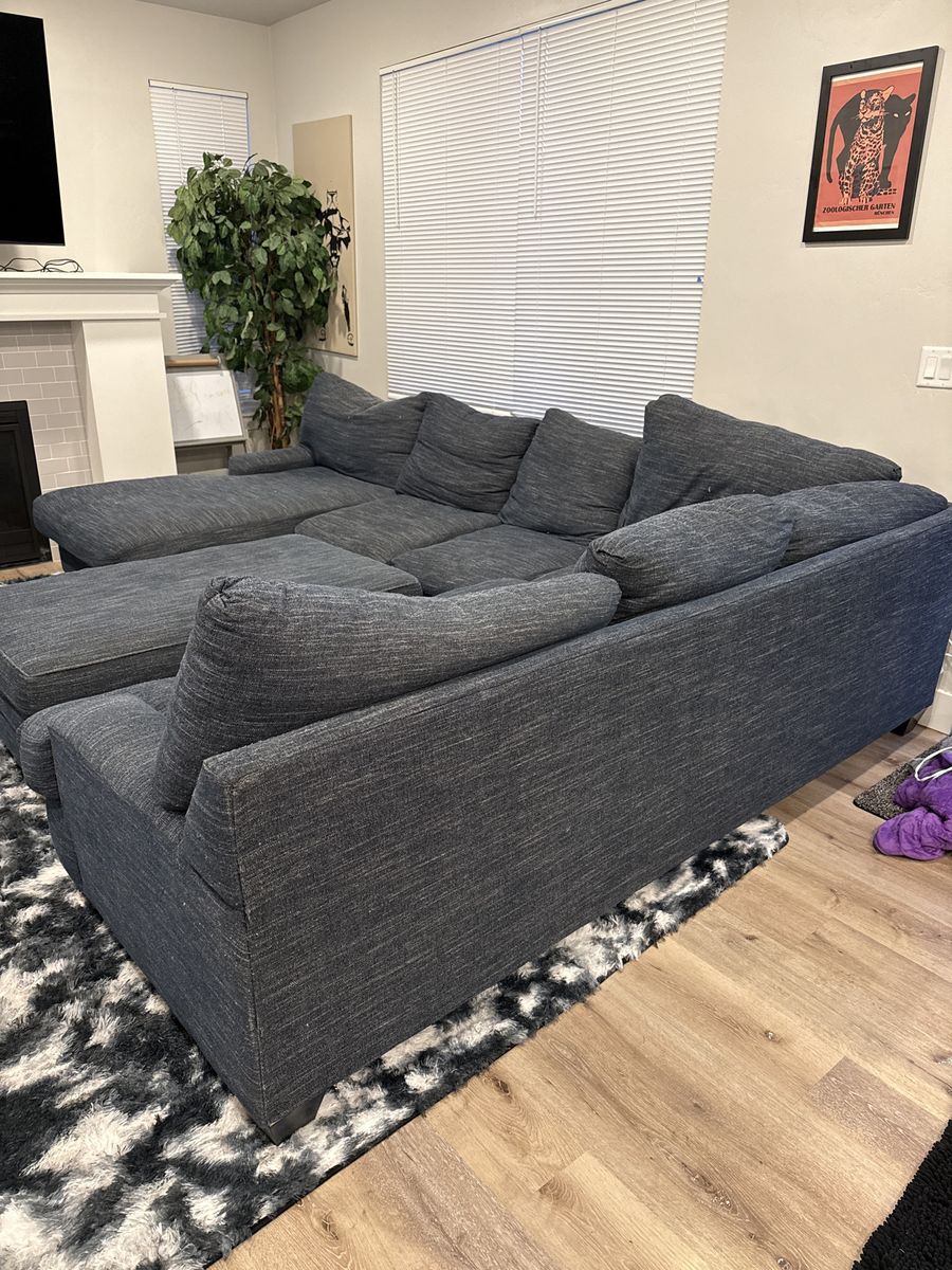 Spacious Denim Blue L-Shaped Sectional Sofa