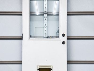 FS: 79x32 Right-Hand Swing Exterior Door with window and small petsafe door