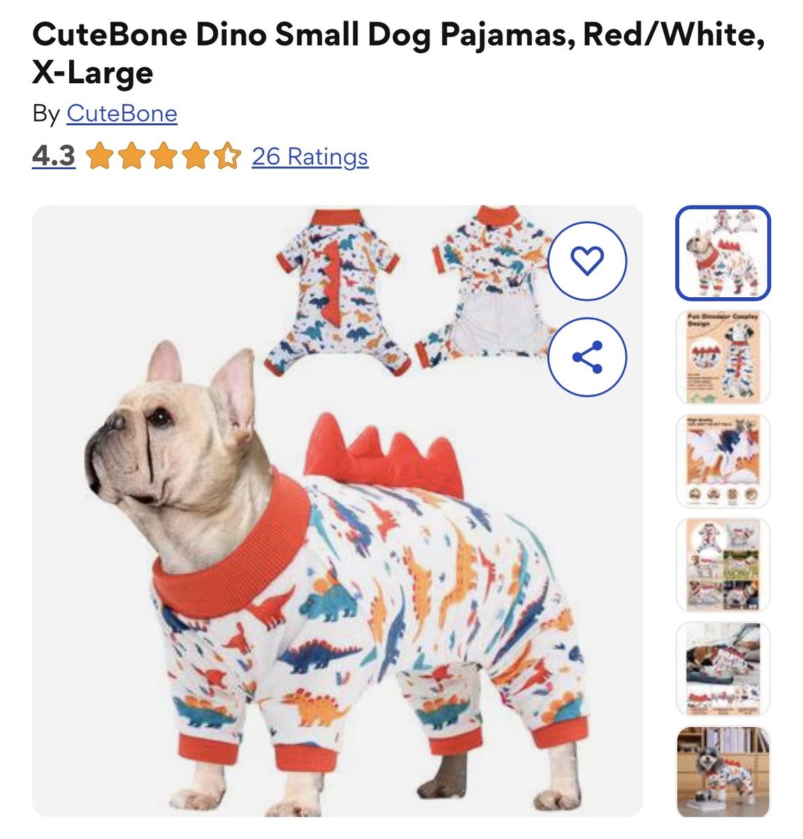 Brand New Dino Dog Pajamas X-Large