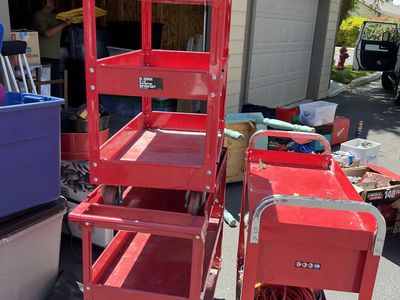 Three US GENERAL 3-SHELF STEEL SERVICE CARTS