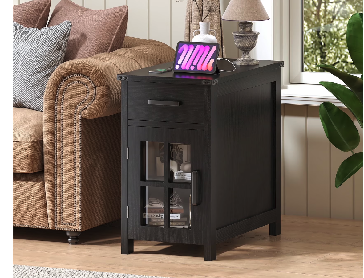 New in box Farmhouse End Table with Charging Station,