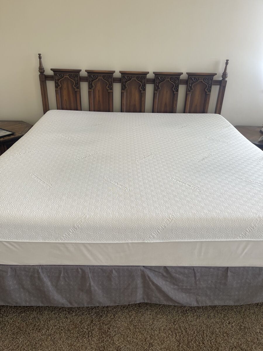 Vintage King Size Bed Headboard, Frame and Tempur-pedic Mattress