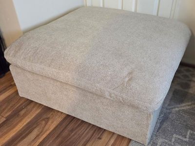 Never Used Spacious Storage Ottoman, Light Beige Fabric