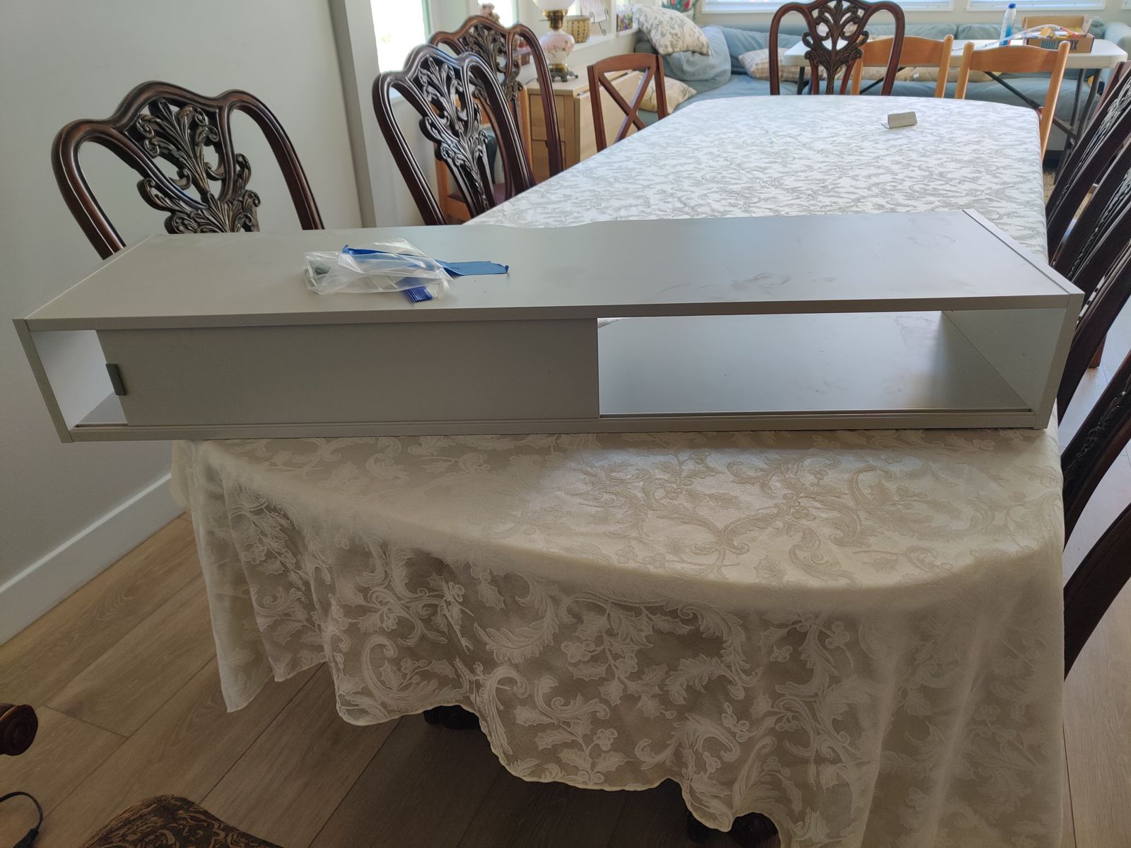 IKEA Wall Mount Media Shelf With Sliding Door.  Gray