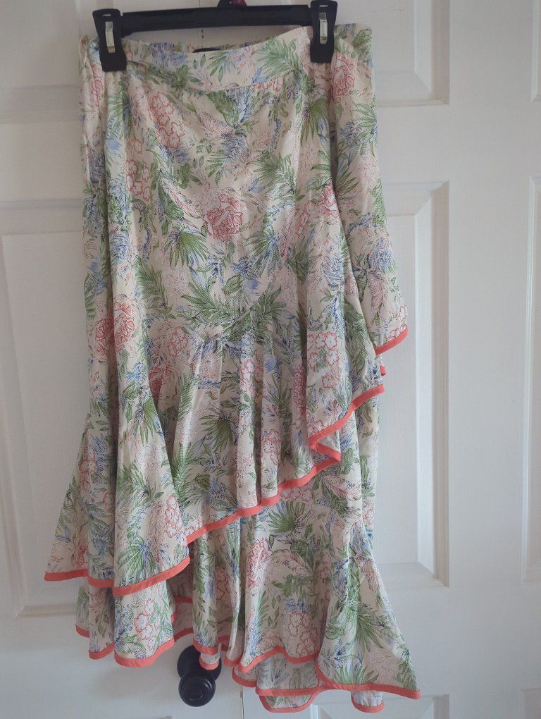 Beulah Style Floral Ruffle Skirt - Size L