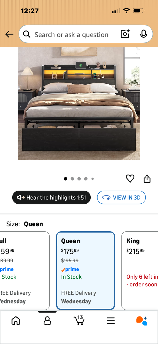 Brand new queen size bed frame in box