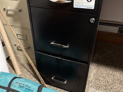 Black Metal 3-Drawer Filing Cabinet with Silver Handles
