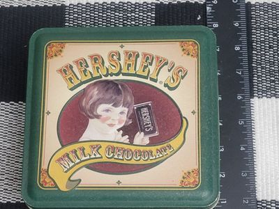 Vintage Collectible Tins Lot - Hershey's Milk Chocolate & Crayola Cityscape Tin
