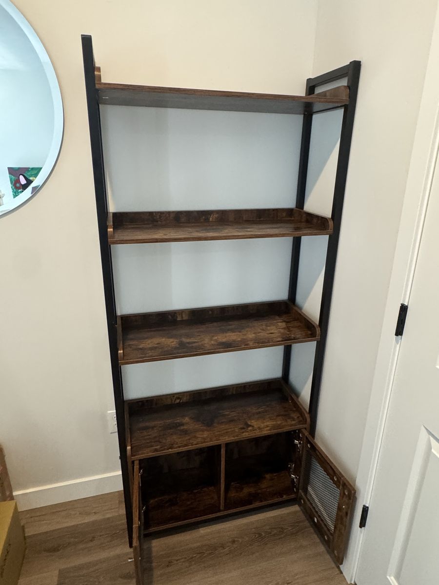 Metal and wood bookshelf